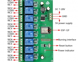 8 Channel ESP8266 Wireless WIFI Relay Module ESP-12F Development Board